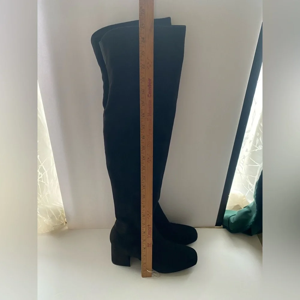 Nine West Blocky 02 black suede thigh high over the knee boots 8.5